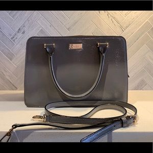 Glossy Grey Kate Spade cross shoulder bag purse